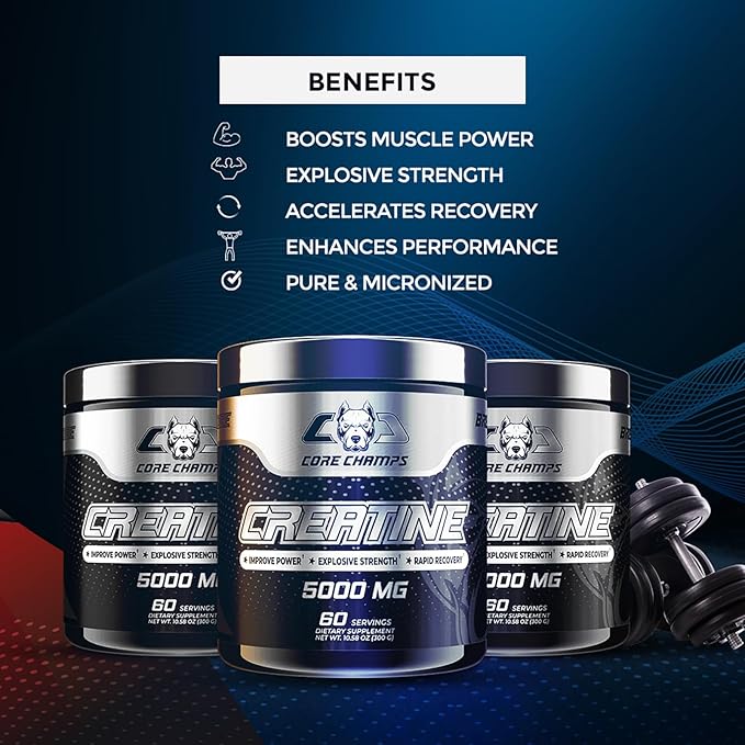 Core Champs Creatine 5000mg 300GM/60serv | Explosive Strength & Rapid Recovery | Free Delivery | Product Expiry - Dec/2025