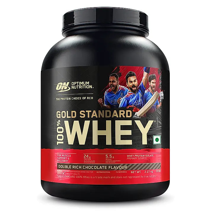 ON (Optimum Nutrition) Gold Standard 100% Whey Protein, 2.27 kg (5 lb), Double Rich Chocolate| Free ON Creatine 100 Gm |Free Delivery | Product Expiry - Mar 2027