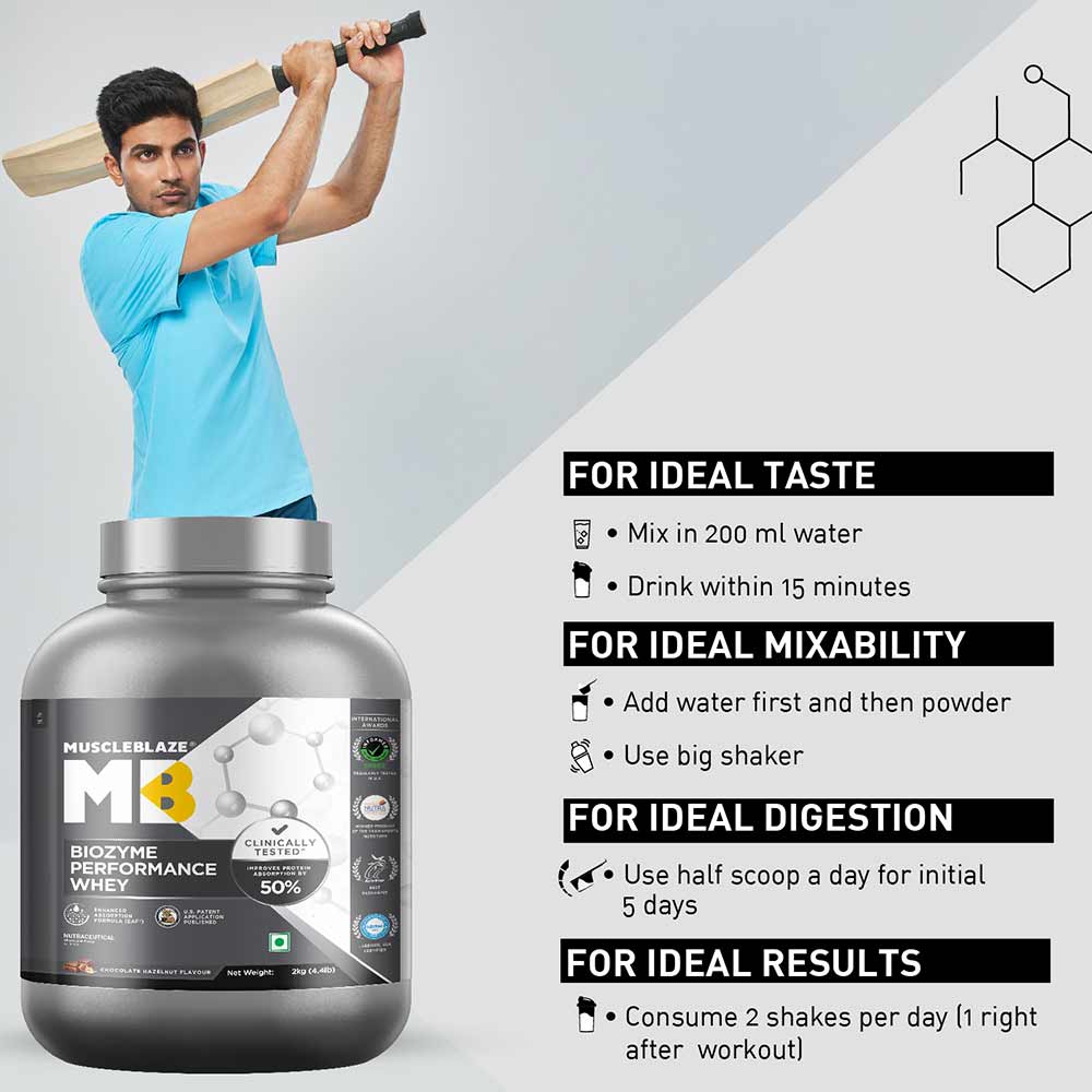 MuscleBlaze Biozyme Performance Whey, 2 kg (4.4 lb), Rich Chocolate | Free Delivery | Product Expiry - 09 MAR 2026
