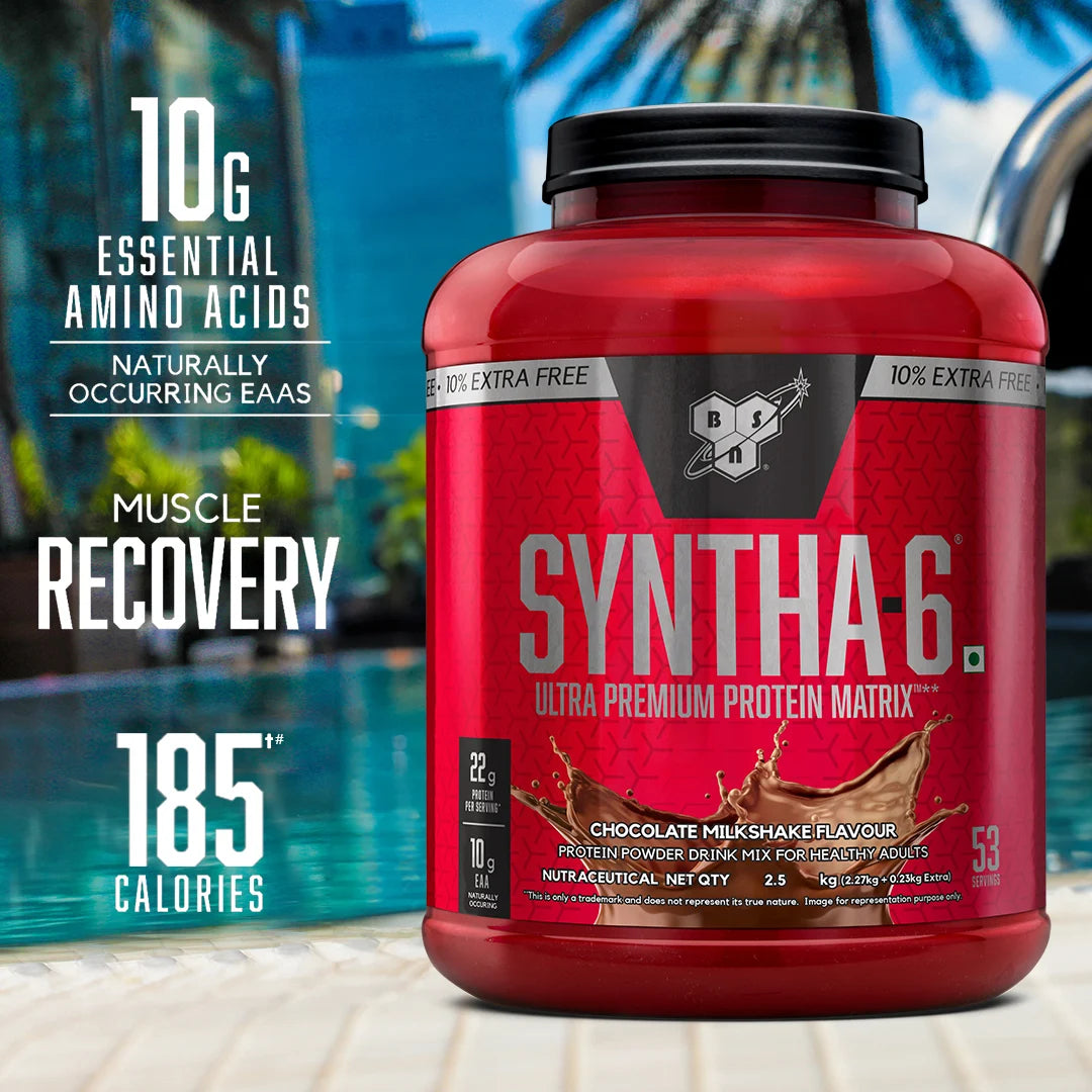 BSN Syntha-6 Protein Powder - 2.5 Kg (5.5 Lb), Chocolate Milkshake | Product Expiry - May 2026