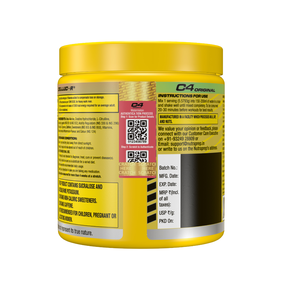 C4 ORIGINAL PRE WORKOUT WATERMELON 30 SERVING - 167GM | Free Delivery | Use By - 30-06-2027