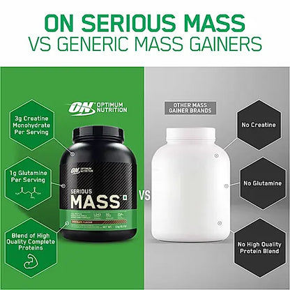OPTIMUM NUTRITION SERIOUS MASS GAINER CHOCOLATE 3 KG (6.6 LBS) | Product Expiry - Jan 2027