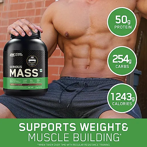 OPTIMUM NUTRITION SERIOUS MASS GAINER CHOCOLATE 3 KG (6.6 LBS) | Product Expiry - Jan 2027