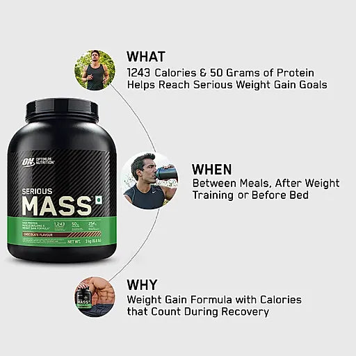 OPTIMUM NUTRITION SERIOUS MASS GAINER CHOCOLATE 3 KG (6.6 LBS) | Product Expiry - Jan 2027