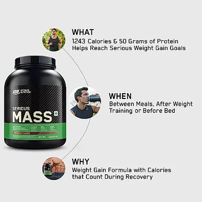 OPTIMUM NUTRITION SERIOUS MASS GAINER CHOCOLATE 3 KG (6.6 LBS) | Product Expiry - Jan 2027