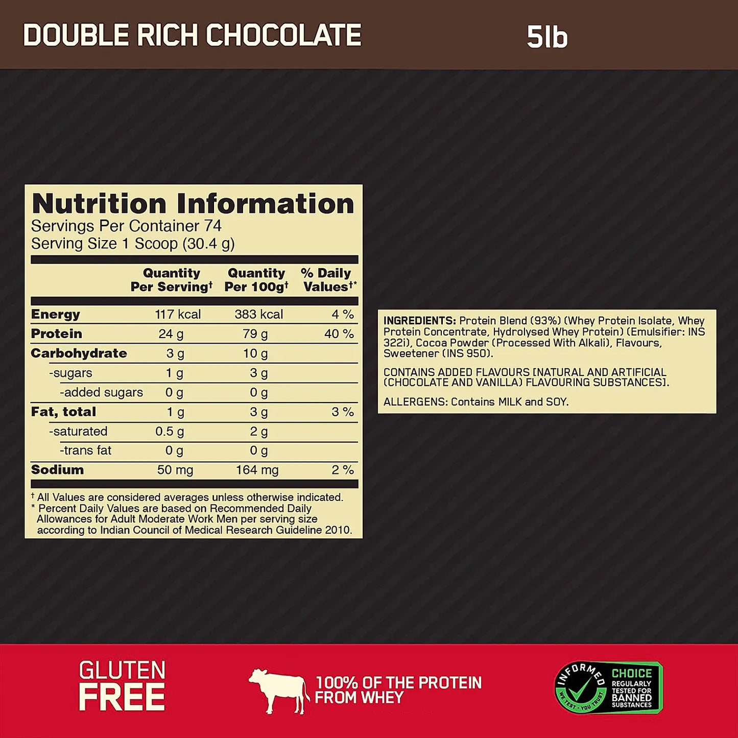 ON (Optimum Nutrition) Gold Standard 100% Whey Protein, 2.27 kg (5 lb), Double Rich Chocolate |Free Delivery | Product Expiry - 30 June 2026