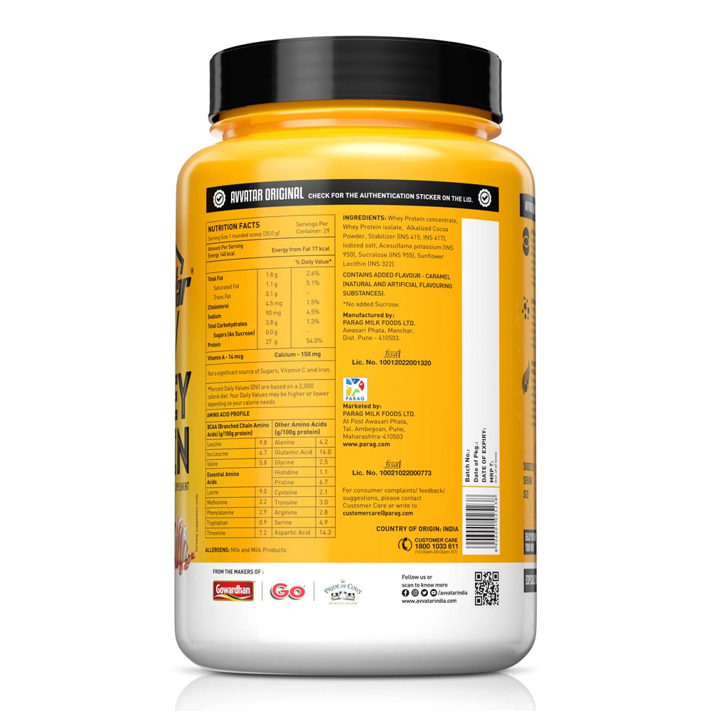 AVVATAR WHEY PROTEIN | 1 KG |Belgian Chocolate Flavour | 24g Protein | 29 Servings | Isolate & Concentrate Blend | Product Expiry - 24/01/27