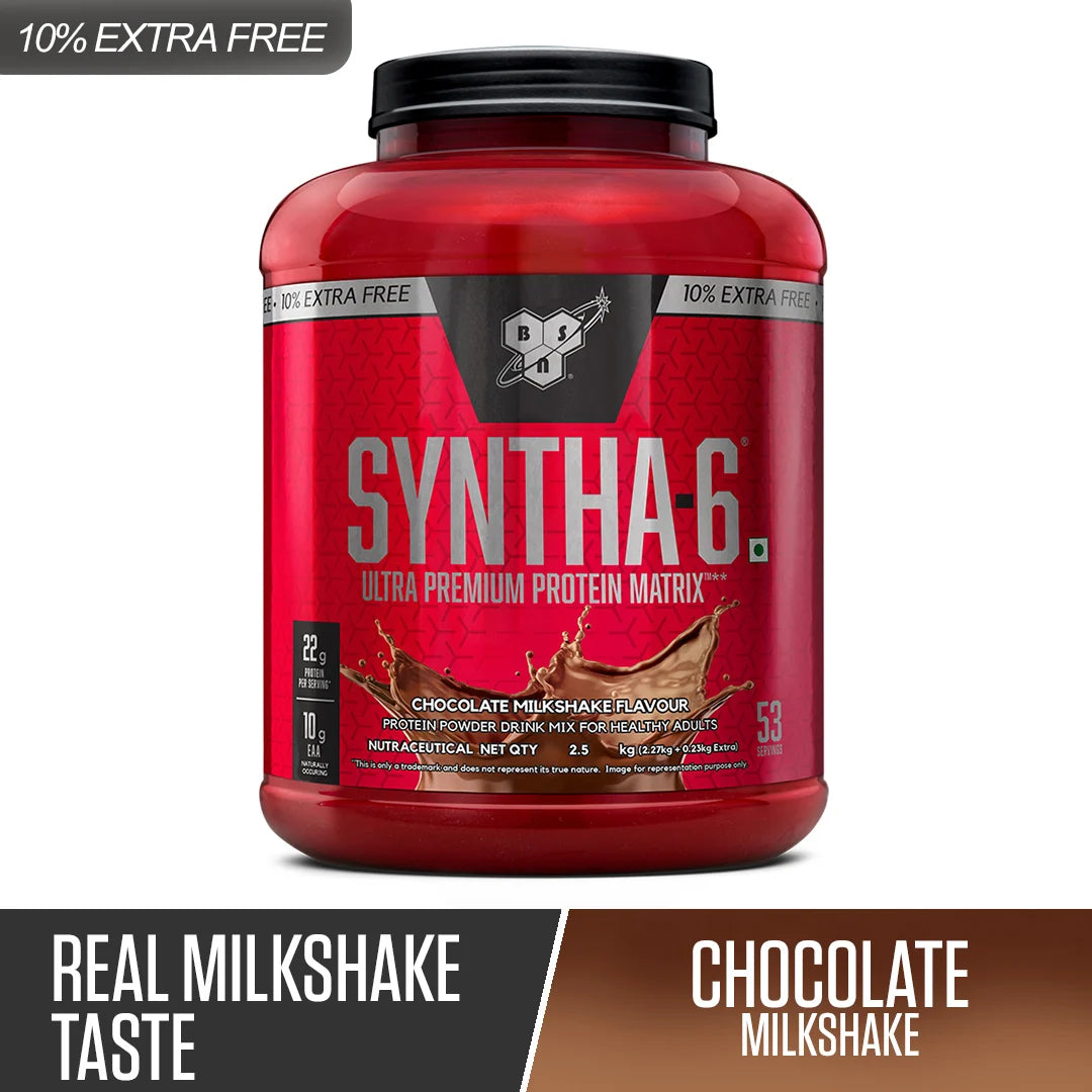 BSN Syntha-6 Protein Powder - 2.5 Kg (5.5 Lb), Chocolate Milkshake | Product Expiry - May 2026