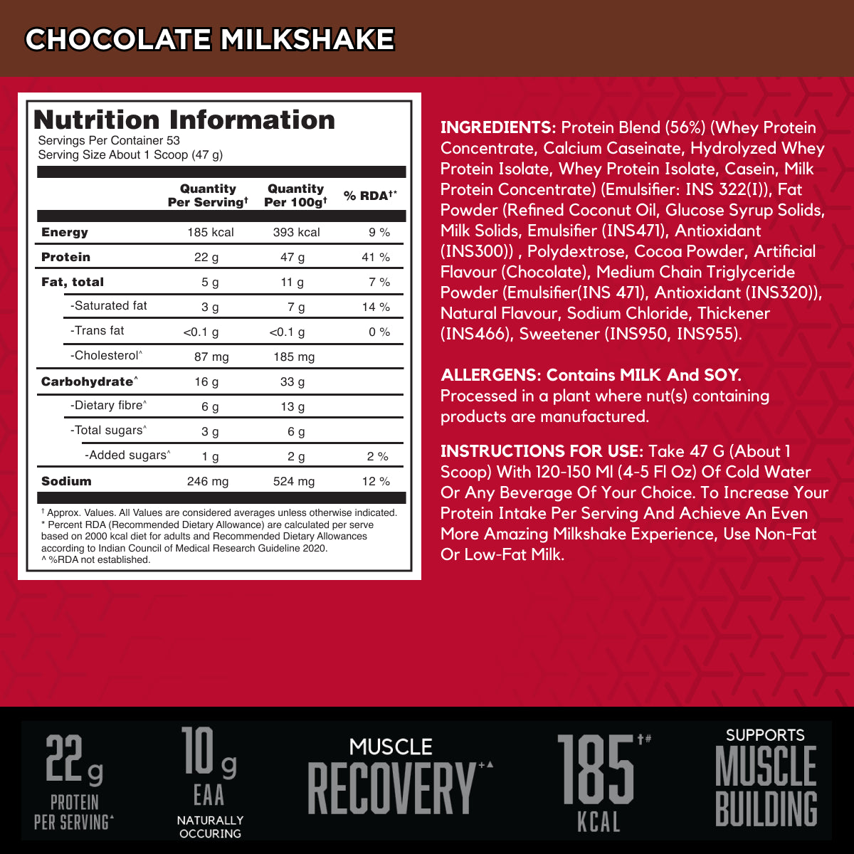 BSN Syntha-6 Protein Powder - 2.5 Kg (5.5 Lb), Chocolate Milkshake | Product Expiry - May 2026
