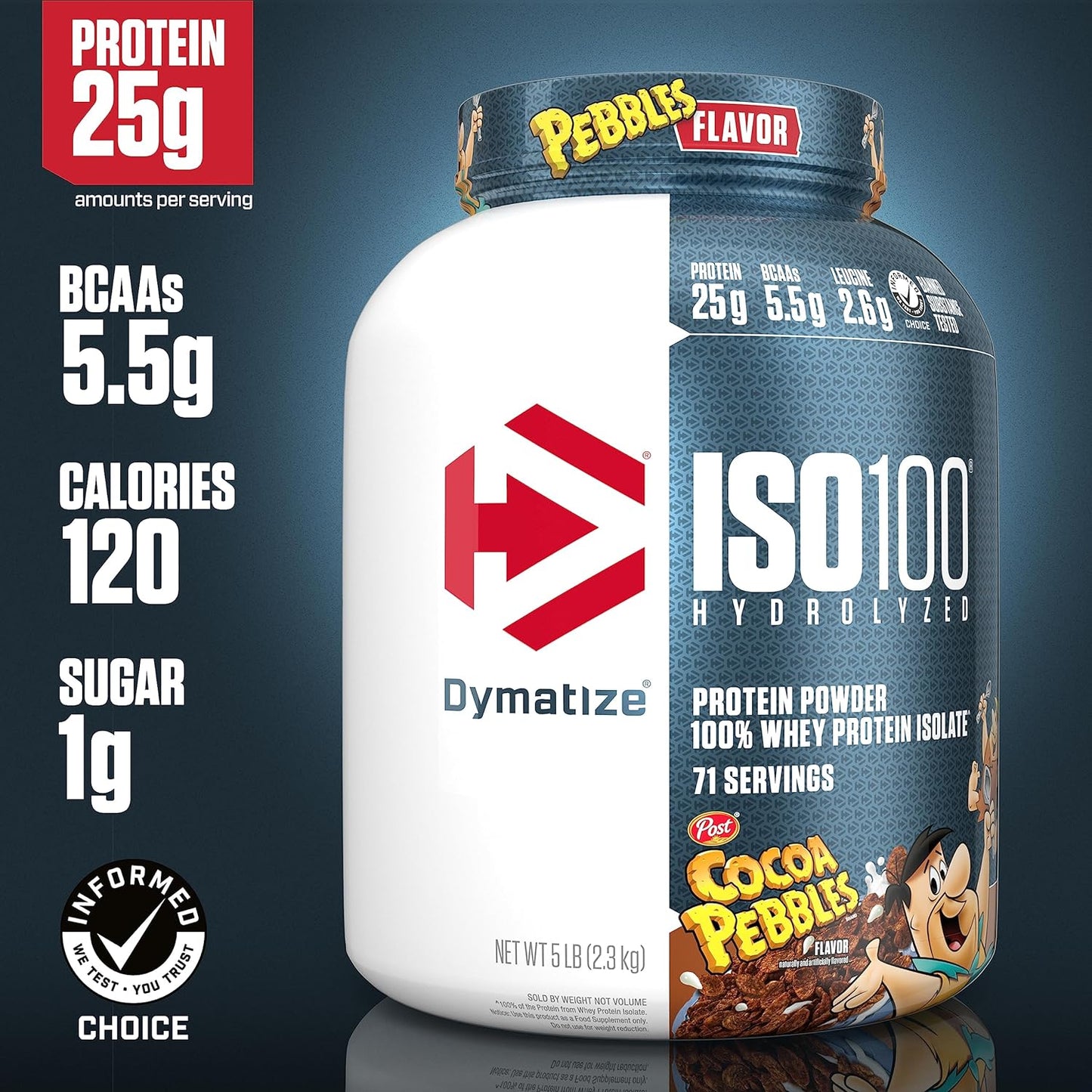 Dymatize Nutrition ISO100 Cocoa Pebbles with Hydrolyzed 100% Whey Isolate Protein, Gluten Free, Fast Digestion, 5 lbs, 2.26 Kg  | Product Expiry - June 2025