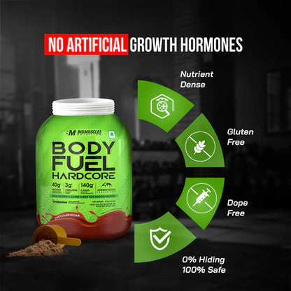 Bigmuscles Nutrition Body Fuel Hardcore Chocolate Eclair 3 Kg| Lean Muscle Mass Gainer | Complex Carbohydrates, | 724 Calories | Boosts Metabolism | Product Expiry - Sep 2026