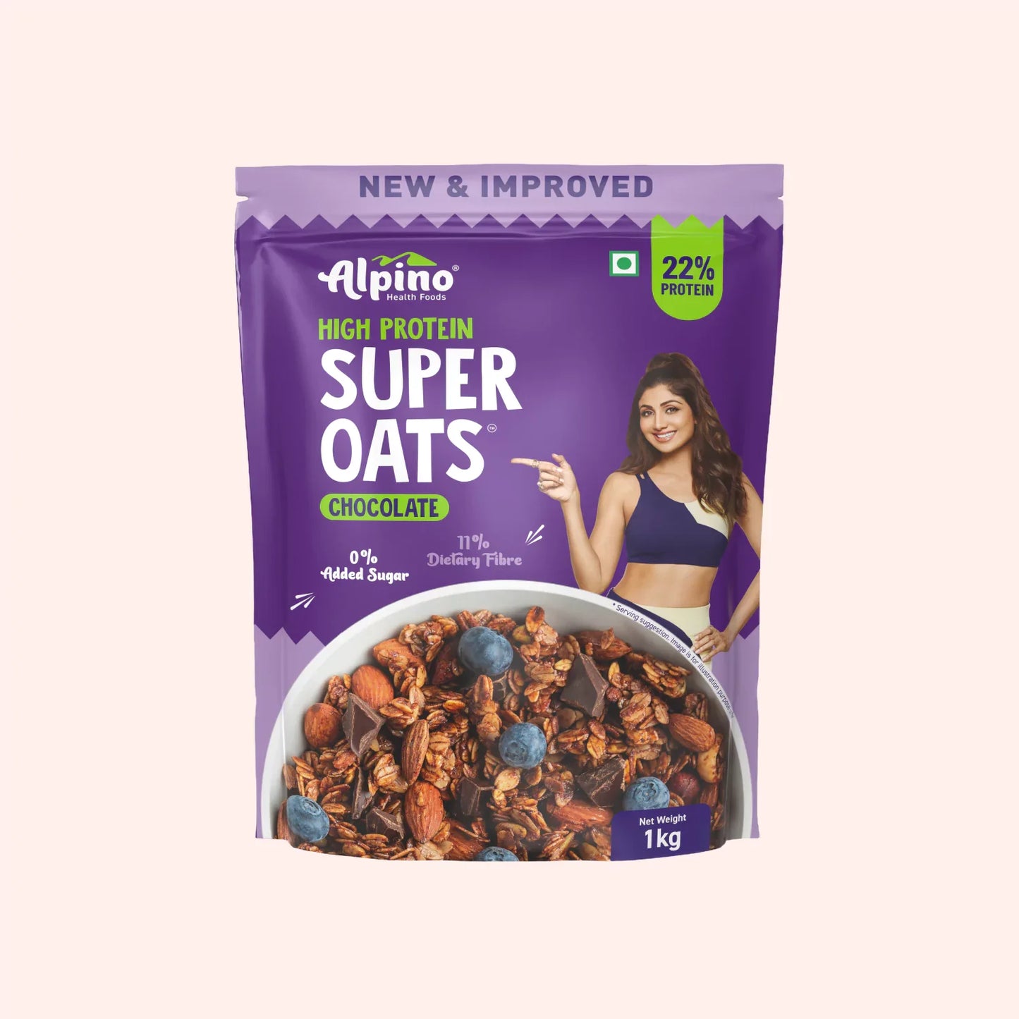 Alpino High Protein Super Rolled Oats Chocolate 1 Kg | 22g of Protein | Gluten Free | Free Delivery