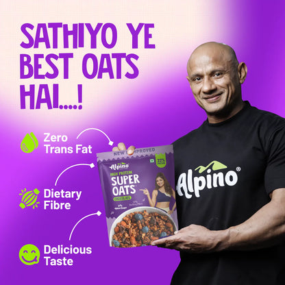 Alpino High Protein Super Rolled Oats Chocolate 1 Kg | 22g of Protein | Gluten Free | Free Delivery