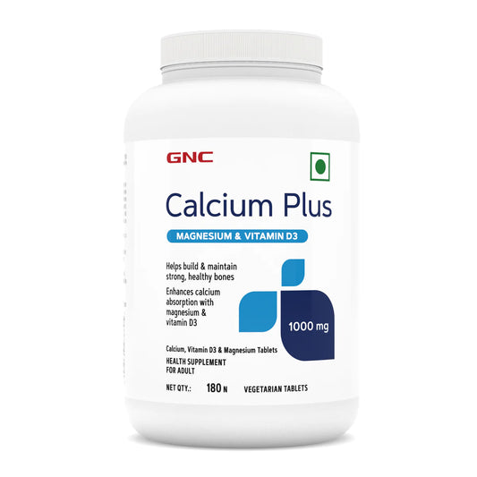GNC Calcium Plus With Magnesium & Vitamin D3 | 180 Tablets | Strengthens Bones | Supports Strong Teeth | Promotes Healthy Muscle Contraction | Formulated in USA | 1000mg Per Serving | Product Expiry - Sep 2025
