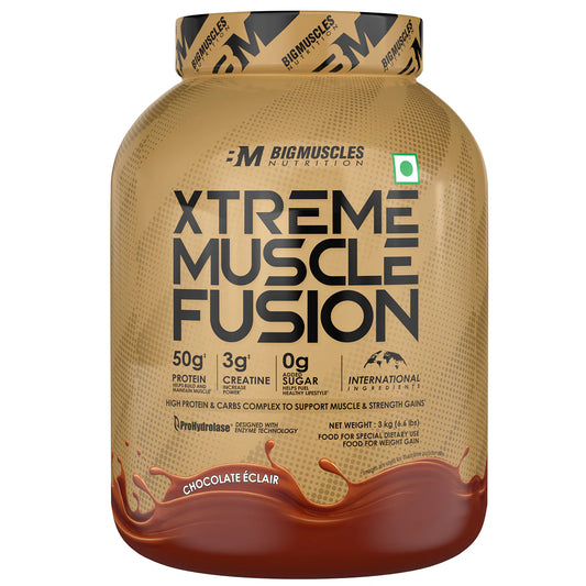 BIGMUSCLES Xtreme Muscle Fusion Chocolate Eclair 3 Kg | Muscle Gainer | Free Delivery | Product Expiry - Dec 2026