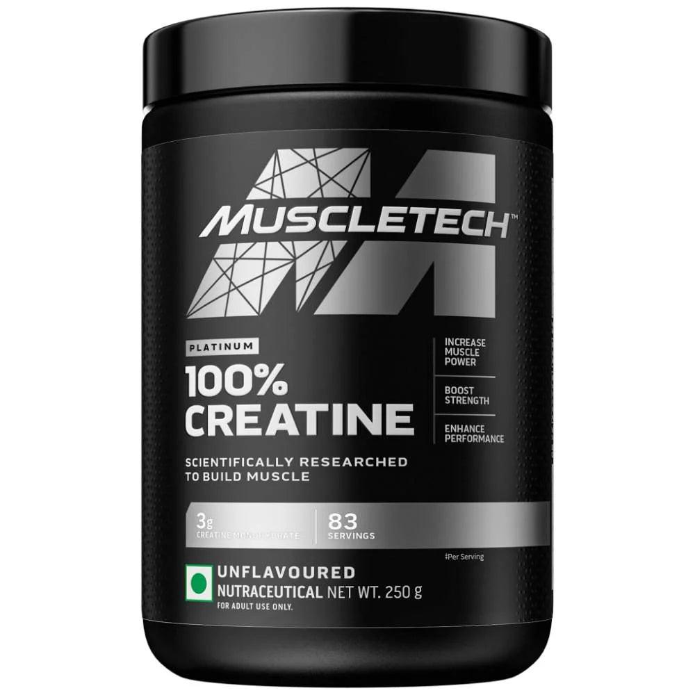 MuscleTech Platinum 100% Creatine - 250 gm (0.55 Lb), Unflavoured |Muscle Strenght | Free Delivery | Product Expiry - 30/June/27