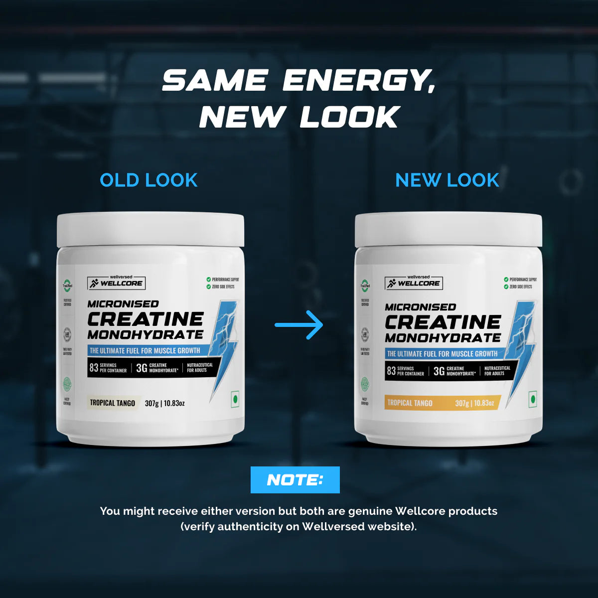 Wellcore - Pure Micronised Creatine Monohydrate (307g, 83 Servings) | Lab Tested | Tropical Tango | Product Expiry - 17/01/2026 | India Free Delivery