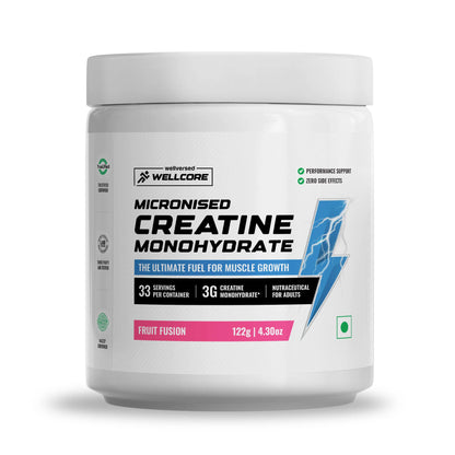 Wellcore - Pure Micronised Creatine Monohydrate (122g, 33 Servings) | Lab Tested | Fruit Fusion | Product Expiry - 03/03/2026
