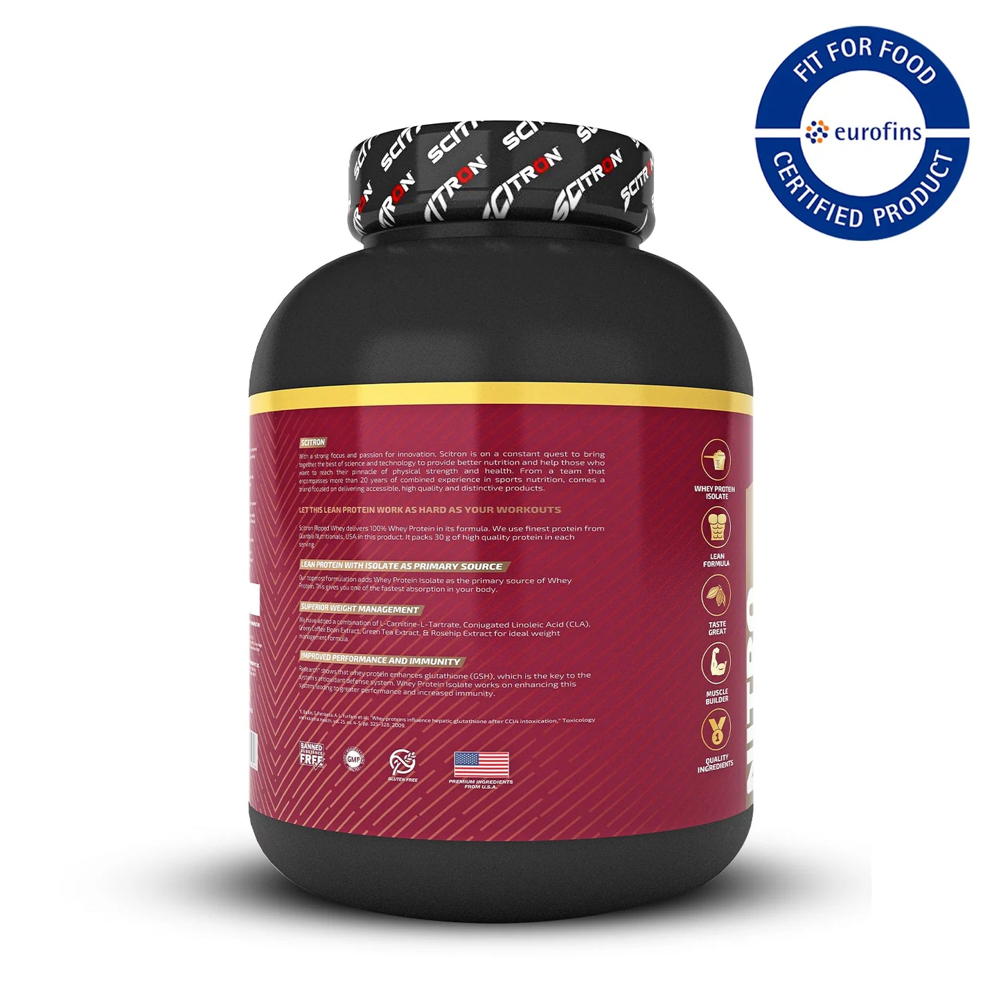 Scitron Ripped Whey Protein Powder 1.81 Kg- Chocolate Fudge Brownie| (30g Protein, 500mg L-Carnitine, 300mg CLA) | Weight Loss | Free Delivery | Product Expiry - 15/05/26