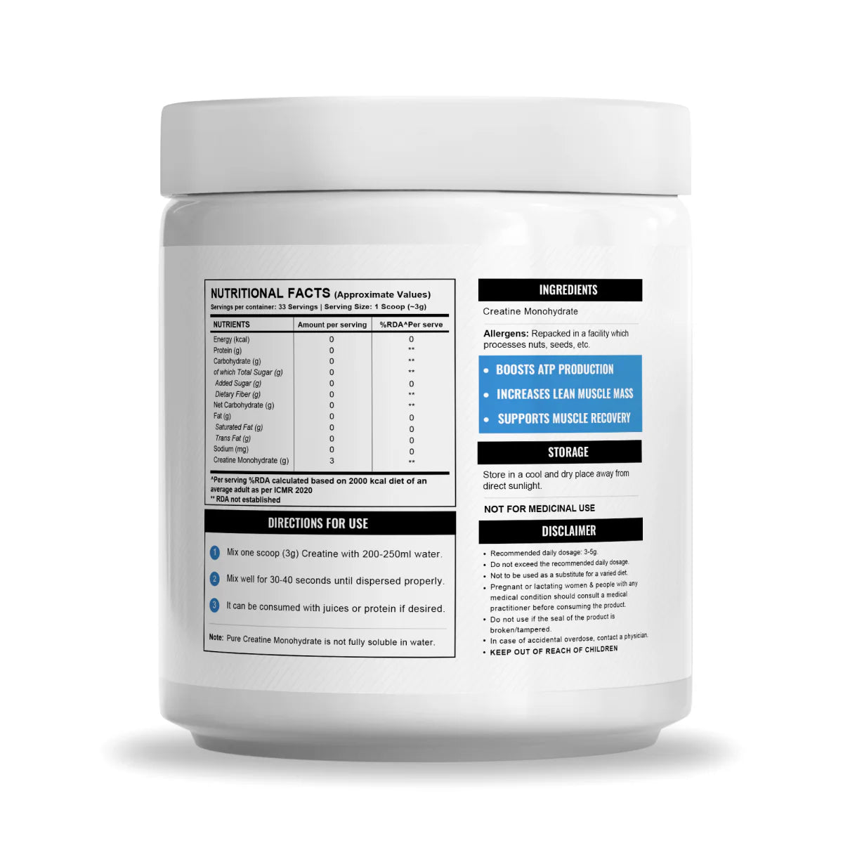 Wellcore - Micronised Creatine Monohydrate (100g, 33 Servings) | 100% Pure Creatine | Unflavored | Supports Athletic Performance and Power | Product Expiry - Jan 26