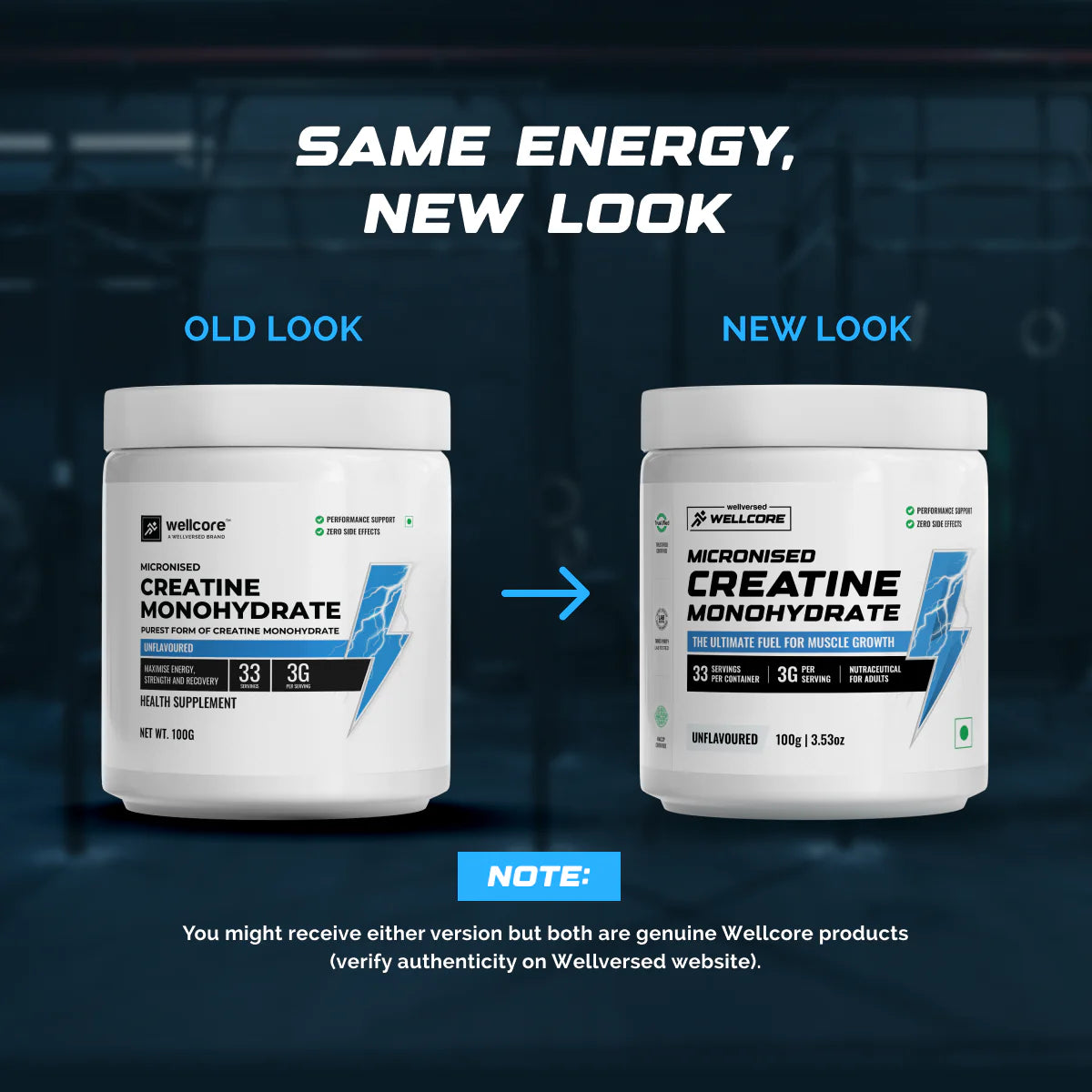 Wellcore - Micronised Creatine Monohydrate (100g, 33 Servings) | 100% Pure Creatine | Unflavored | Supports Athletic Performance and Power | Product Expiry - Jan 26