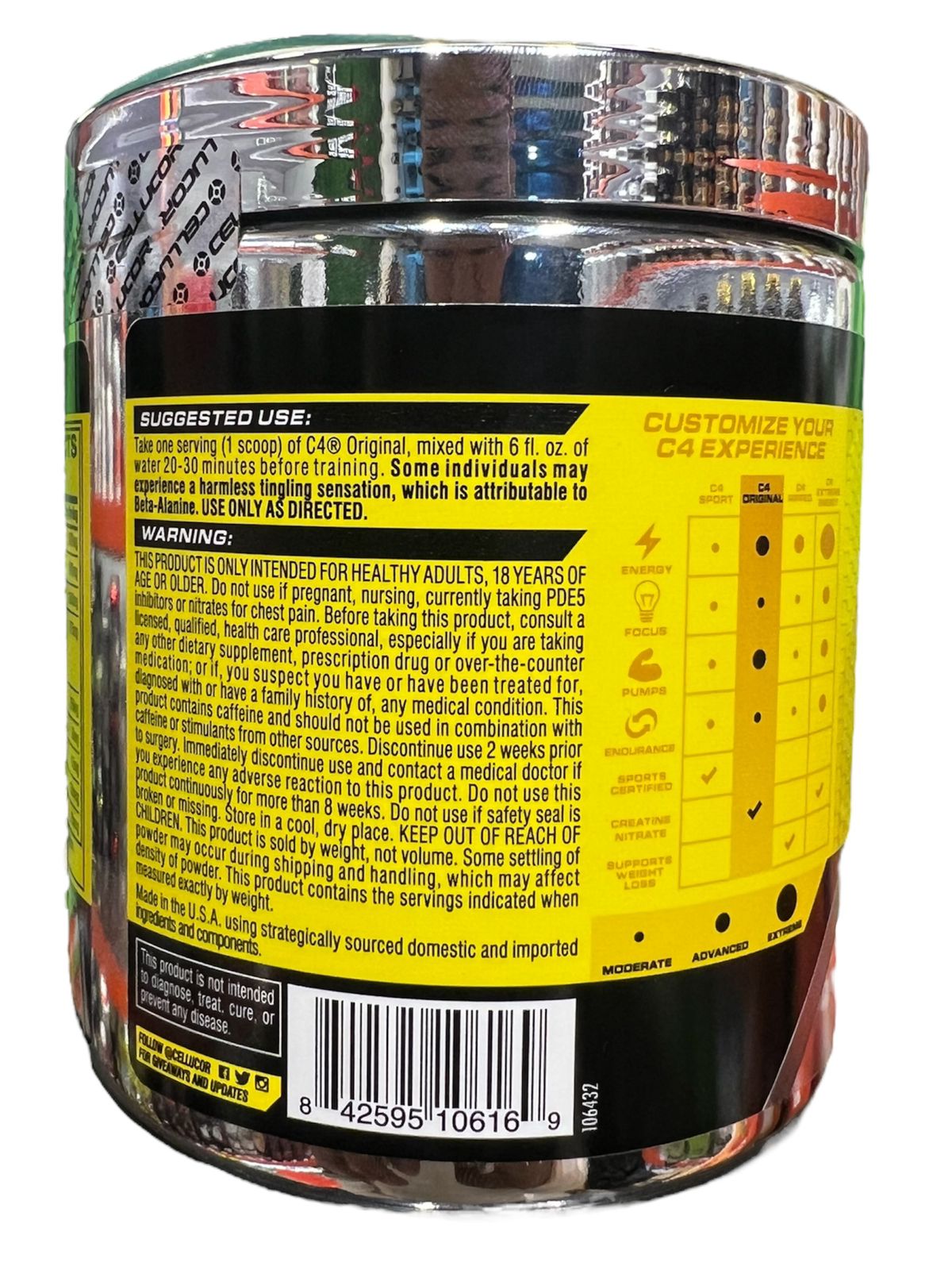 C4 Original Pre Workout Green Apple 390g/60 Servings | 150mg Caffeine + Beta Alanine + Creatine | Free Shipping | Product Expiry - AUG/2027