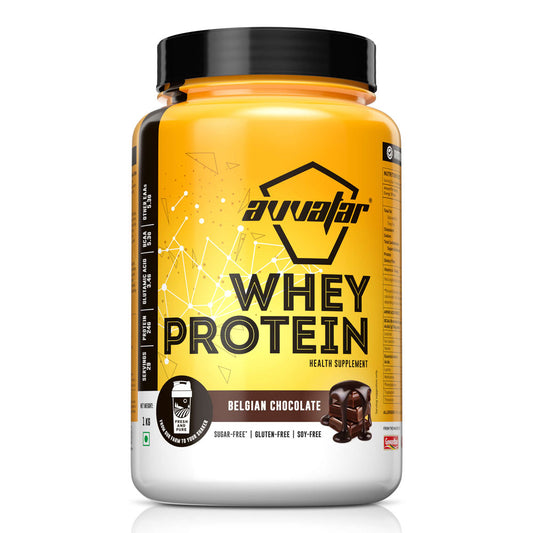 AVVATAR WHEY PROTEIN | 1 KG |Belgian Chocolate Flavour | 24g Protein | 29 Servings | Isolate & Concentrate Blend | Product Expiry - 24/01/27