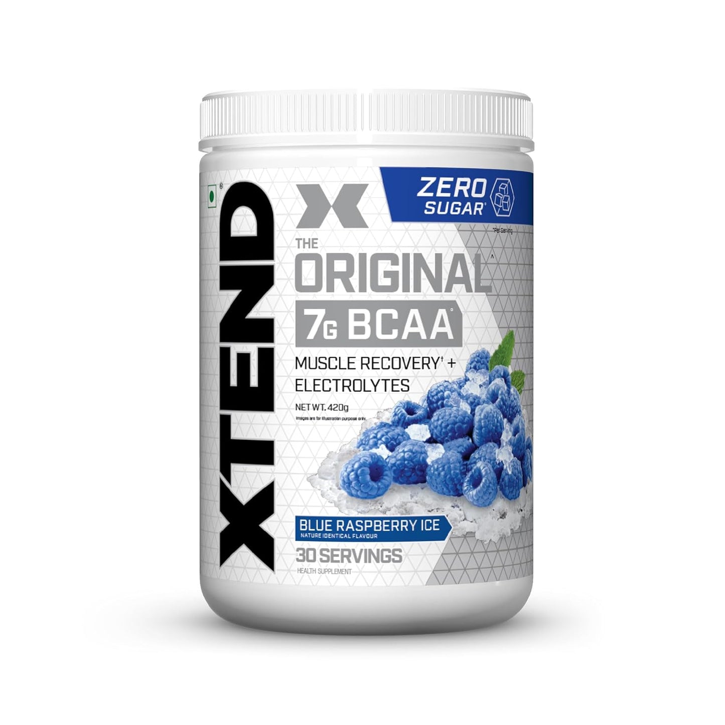 Xtend Original BCAA Powder Blue Raspberry Ice  - Sugar Free Workout Muscle Recovery Drink with 7g BCAA | Amino Acid Supplement with L Glutamine & Electrolytes - 420 Gms | Product Expiry-30 April 2026