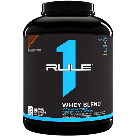 Rule 1 R1 Whey Blend Chocolate Fudge 5.02 lbs /2.28 Kg | 24g Protein/Serving | 100% Pure Whey Blend | Product Expiry - Jan 2026