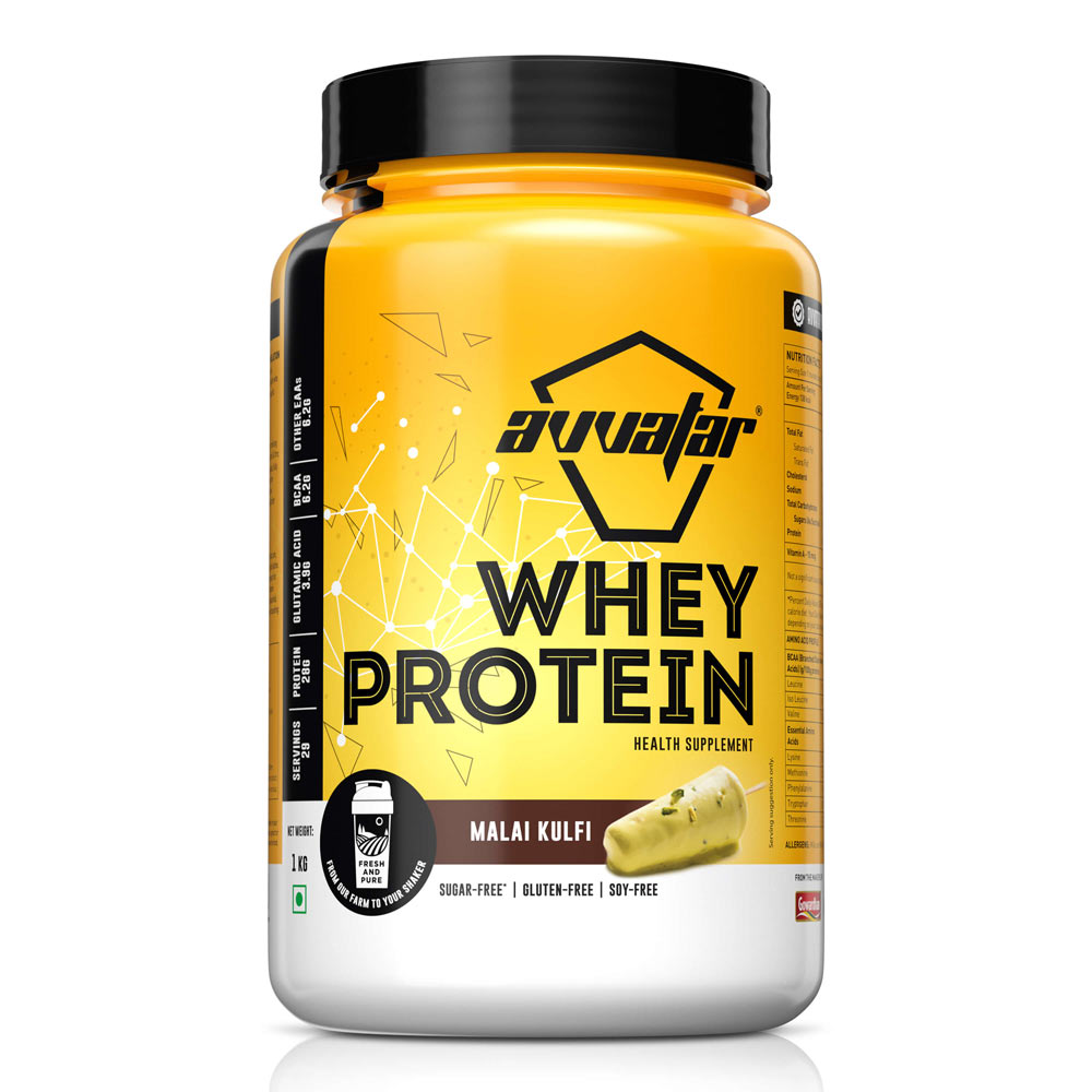 AVVATAR WHEY PROTEIN | 1 Kg | Malai Kulfi Flavour | 28g Protein | 29 Servings | Isolate & Concentrate Blend | Product Expiry - 20/02/26