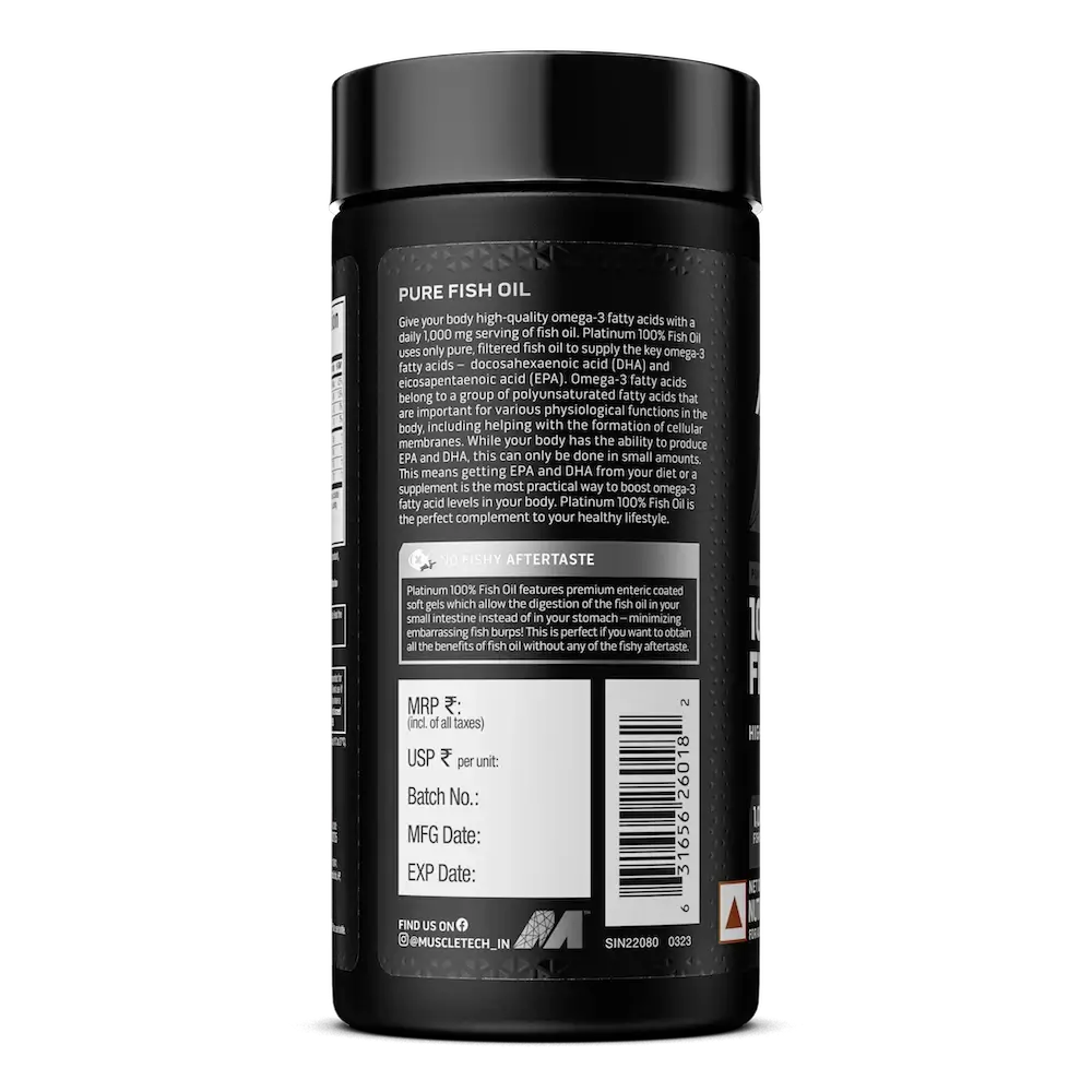 Muscletech™ Platinum 100% Omega Fish Oil | Control Cholesterol | High EPA & DHA | Free Delivery | Product Expiry - Mar 2027