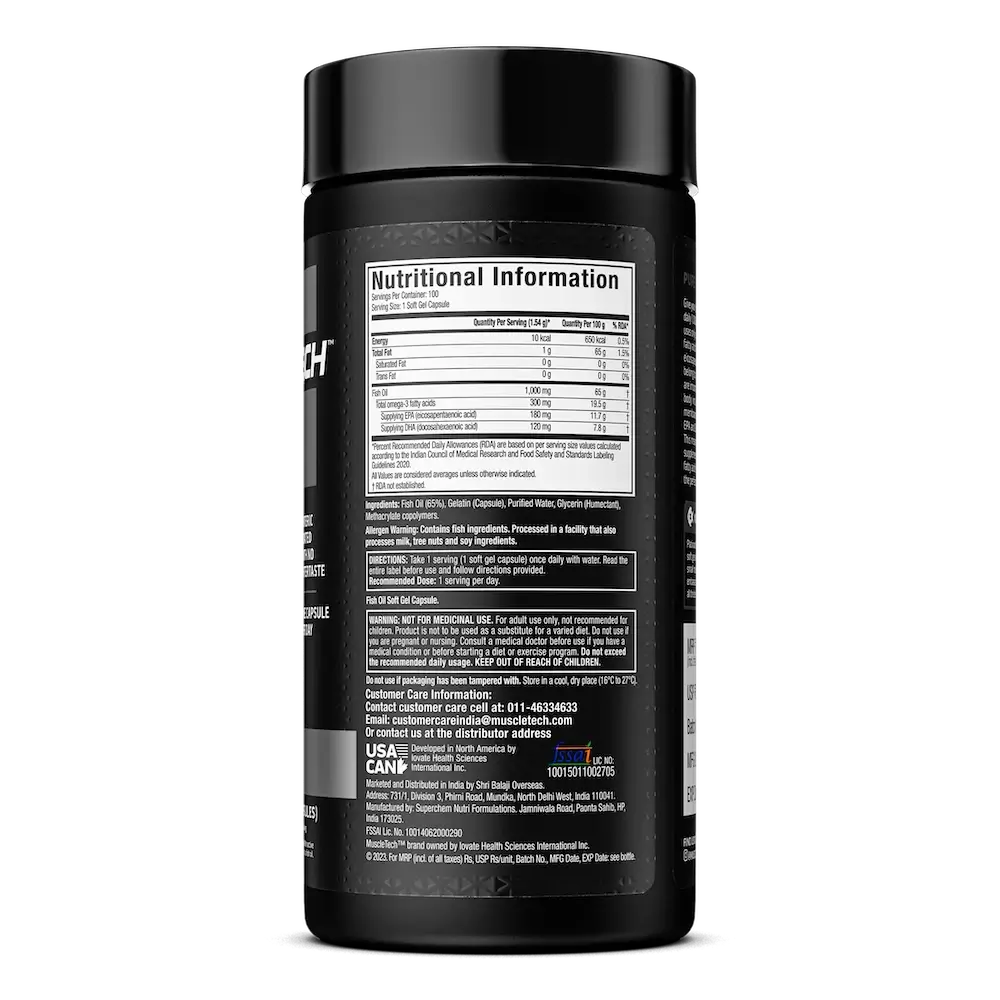 Muscletech™ Platinum 100% Omega Fish Oil | Control Cholesterol | High EPA & DHA | Free Delivery | Product Expiry - Mar 2027
