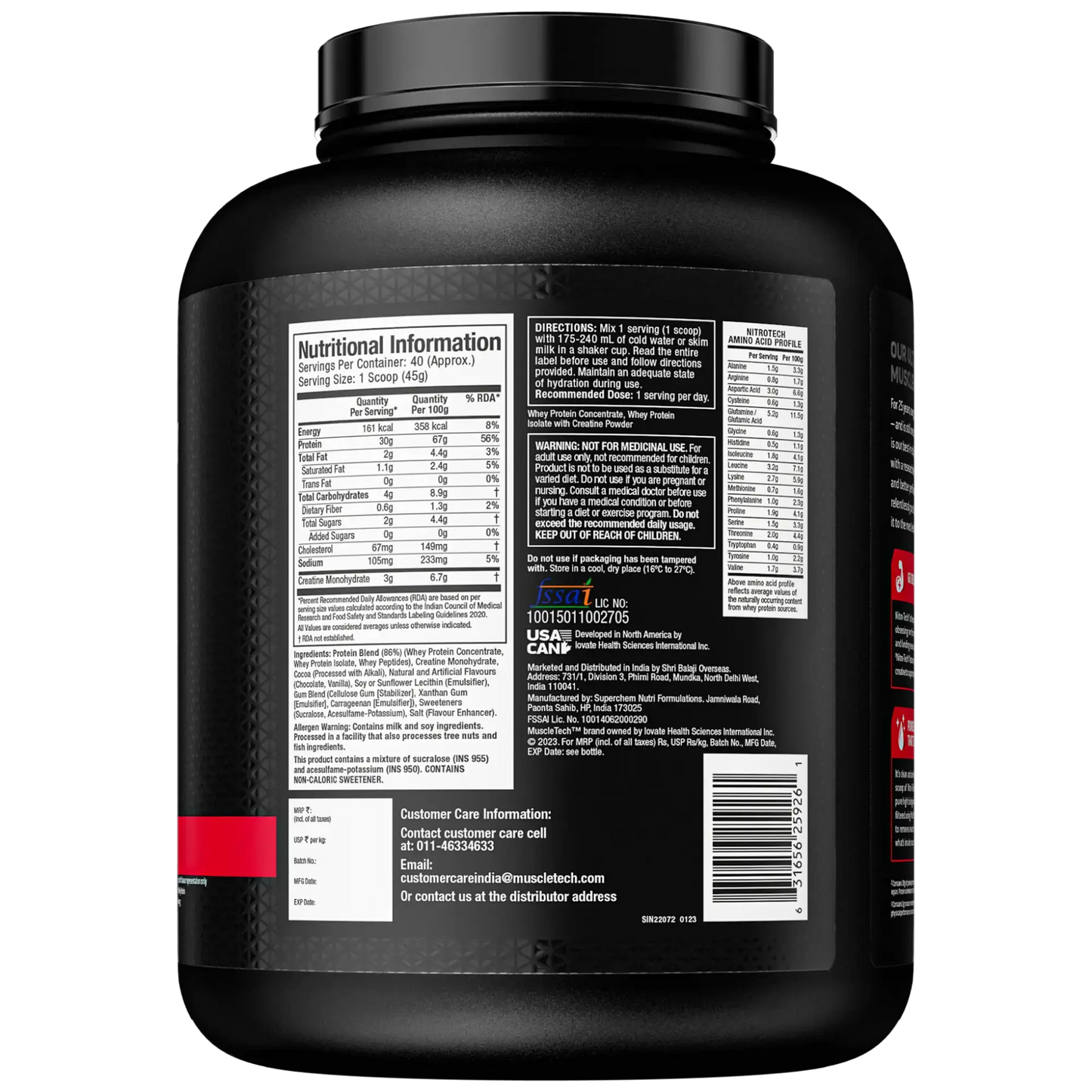 MuscleTech NitroTech WHEY PROTEIN Cappuccino 1.81 KG (NEW PACKING) FREE DELIVERY | Product Expiry - Nov 2026