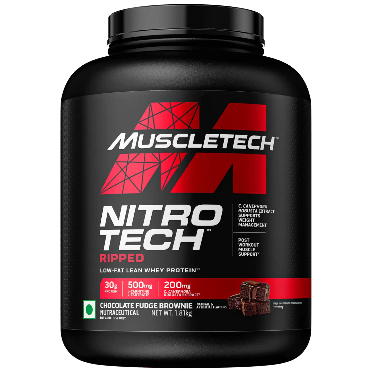 MUSCLETECH NITROTECH RIPPED CHOCOLATE FUDGE BROWNIE 1.81 KG | Fat Loss & Muscle Recovery | Free Shipping | Product Expiry - May 2026