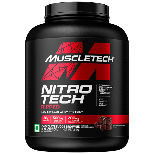 MUSCLETECH NITROTECH RIPPED CHOCOLATE FUDGE BROWNIE 1.81 KG | Fat Loss & Muscle Recovery | Free Shipping | Product Expiry - May 2026