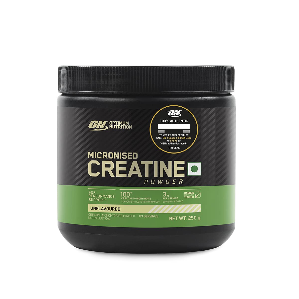 Optimum Nutrition (ON) Micronized Creatine Powder 250 Gram | Unflavoured | Product Expiry - Feb 2026 |India Free Delivery