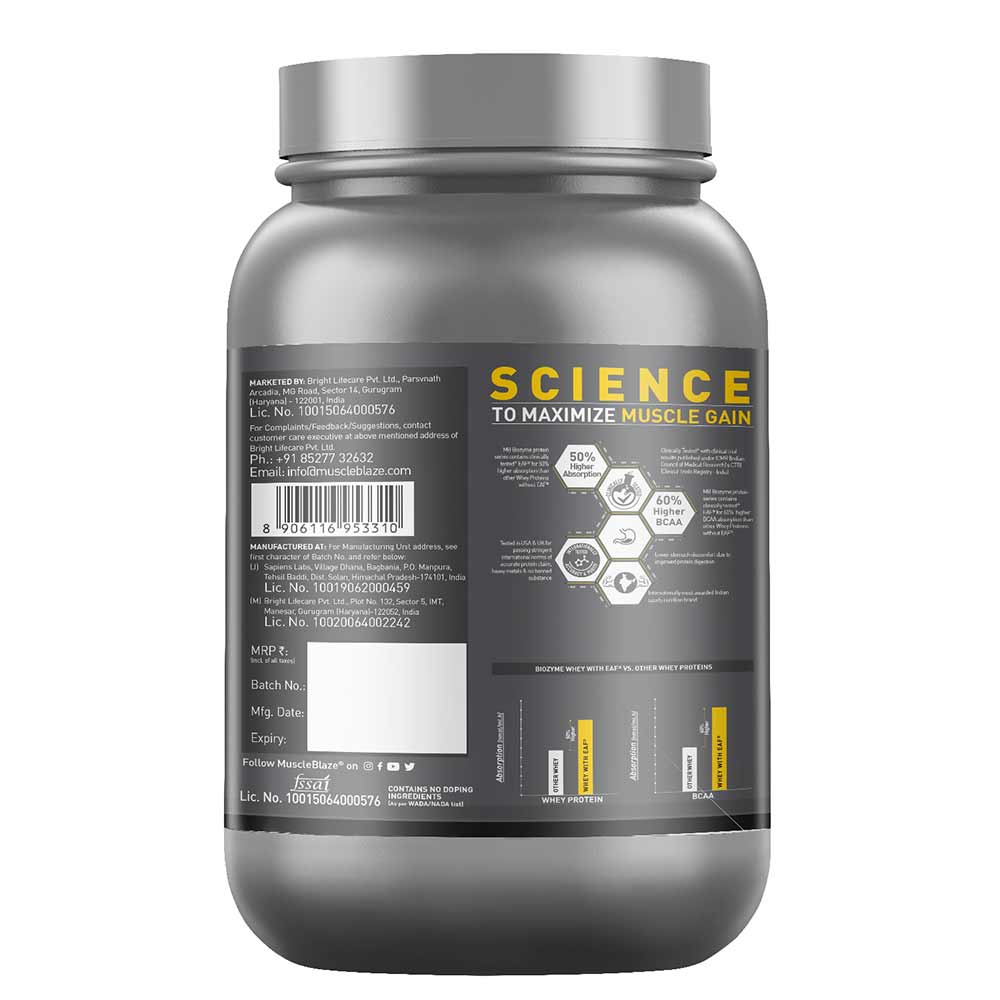 MuscleBlaze Biozyme Performance Whey, 1 kg (2.2 lb), Rich Chocolate| Free Delivery | Product Expiry - 27 Mar 2026