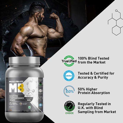 MuscleBlaze Biozyme Performance Whey, 1 kg (2.2 lb), Rich Chocolate| Free Delivery | Product Expiry - 27 Mar 2026