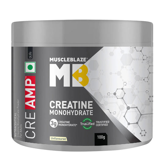 MuscleBlaze Creatine Monohydrate CreAMP, 100 g (0.22 lb) | Unflavoured | Product Expiry - 12 Mar 26