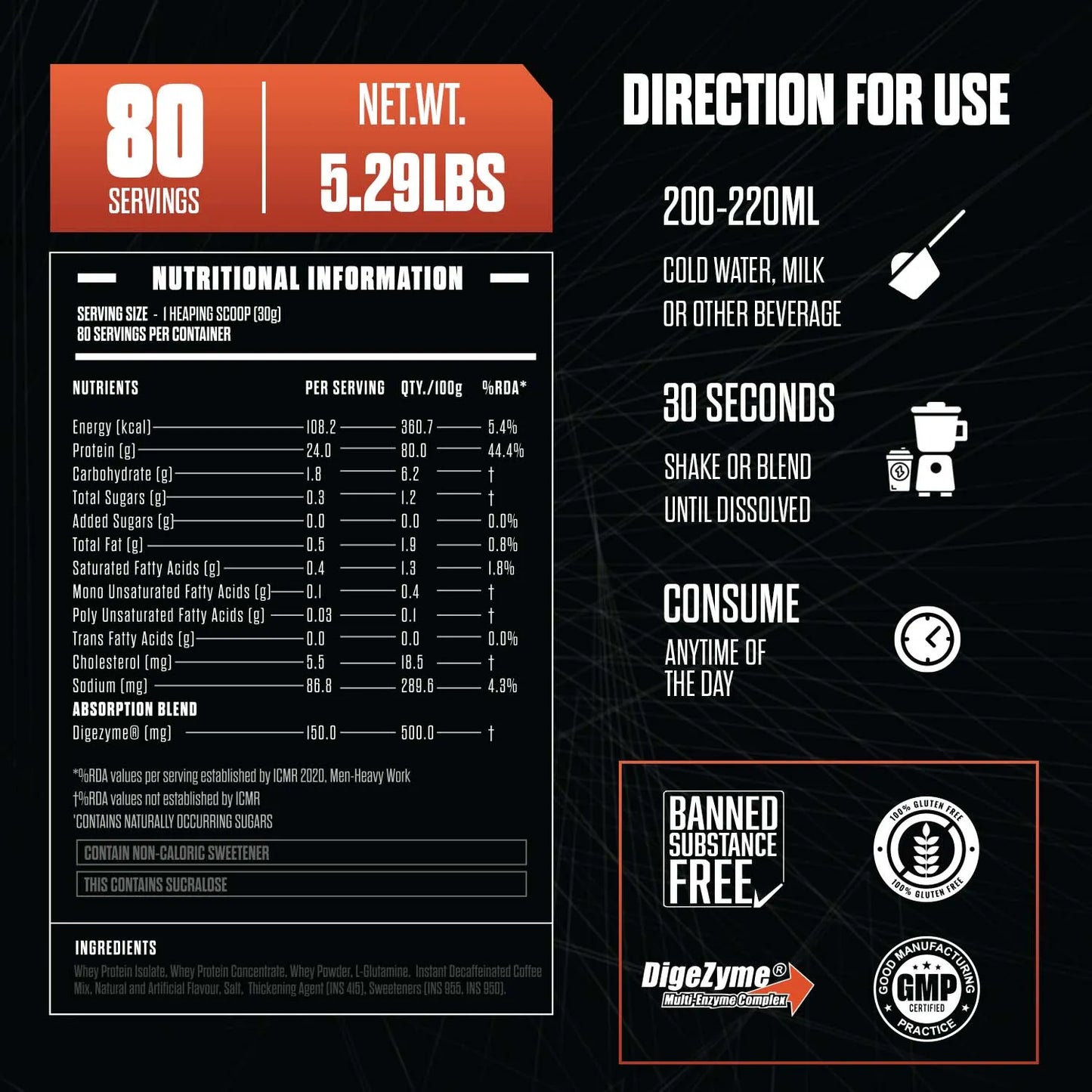 Exalt Supps The Priority Cafe Latte 2.4 Kg/5.29 Lbs | Primary Source Whey Isolate & When Concentrate | Product Expiry - Mar 2027