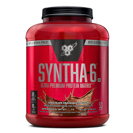 BSN Syntha-6 Protein Powder - 2.5 Kg (5.5 Lb), Chocolate Milkshake | Product Expiry - May 2026
