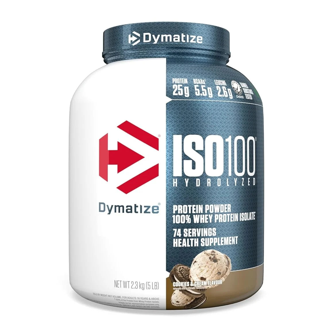 Dymatize Nutrition ISO100 Cookies & Cream with Hydrolyzed 100% Whey Isolate Protein, Gluten Free, Fast Digestion, 5 lbs, 2.26 Kg  | Product Expiry - JULY/2027
