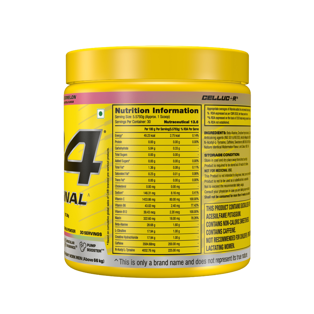 C4 ORIGINAL PRE WORKOUT WATERMELON 30 SERVING - 167GM | Free Delivery | Use By - 30-06-2027