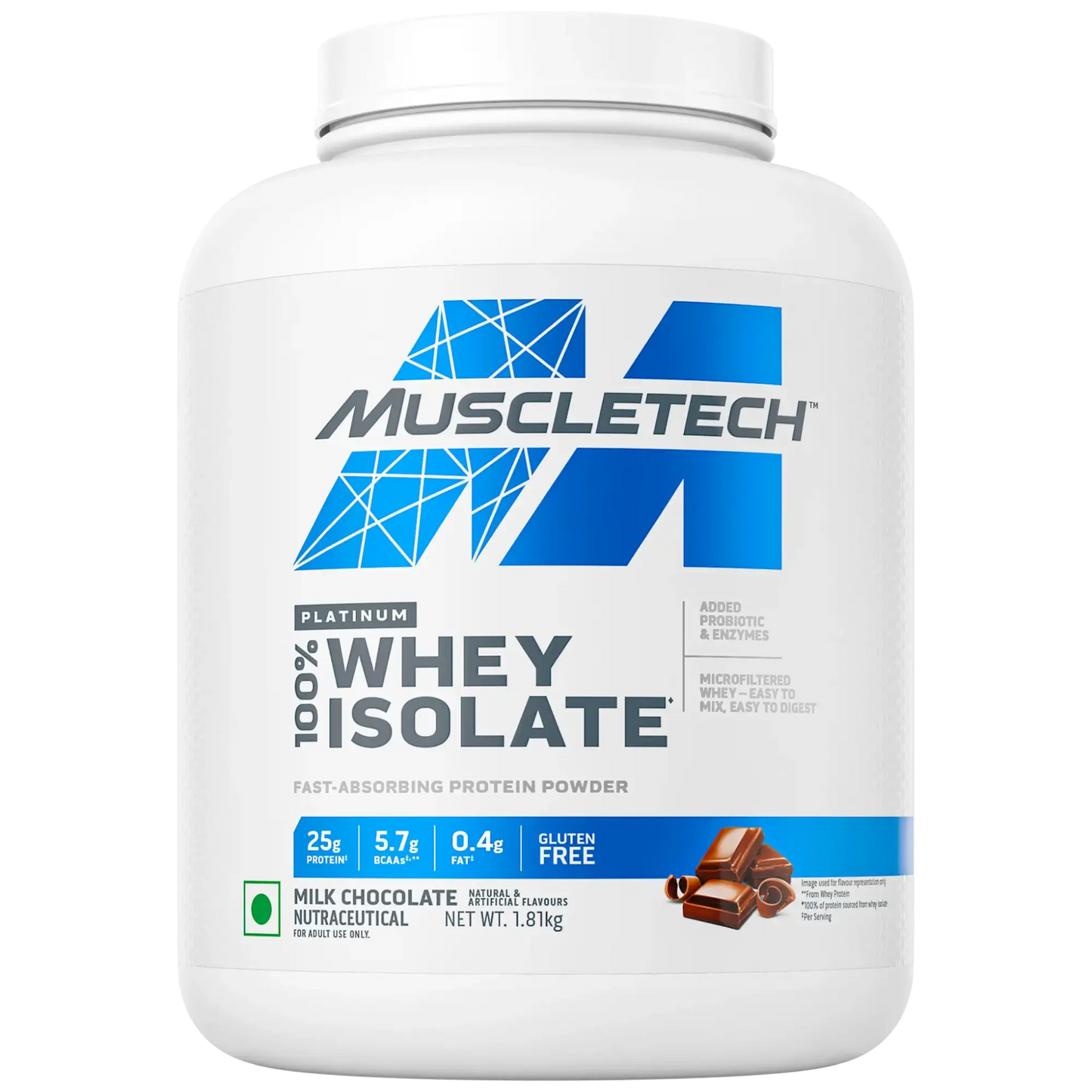 MUSCLETECH PLATINUM 100% WHEY ISOLATE MILK CHOCOLATE 1.81 KG | Free Delivery | Product Expiry - June 2025