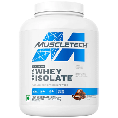 MUSCLETECH PLATINUM 100% WHEY ISOLATE MILK CHOCOLATE 1.81 KG | Free Delivery | Product Expiry - June 2025